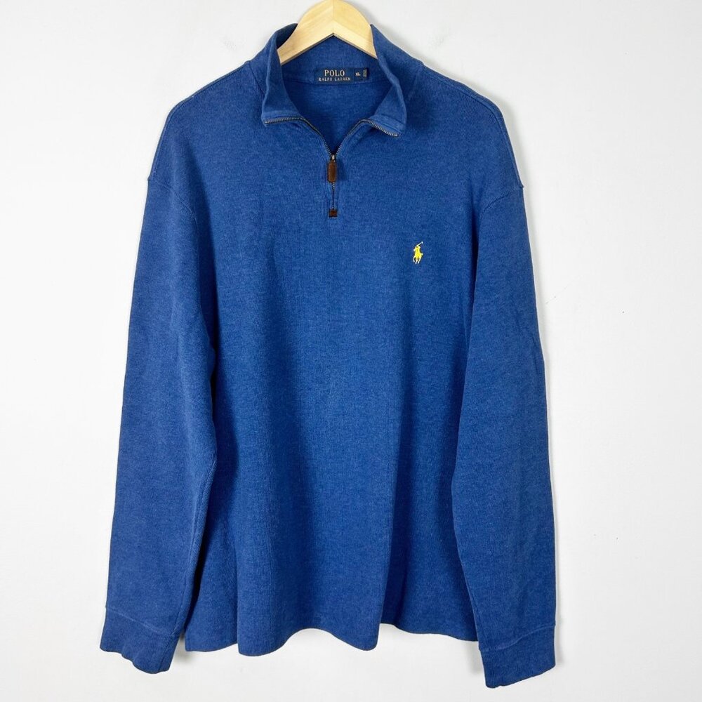 Polo Ralph Lauren Cotton 1/4 Zip Pullover Sweater Spring Preppy Size XL Men's